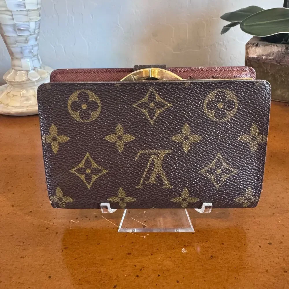 Louis Vuitton Monogram French Kisslock Bifold Wallet Vintage Authentic